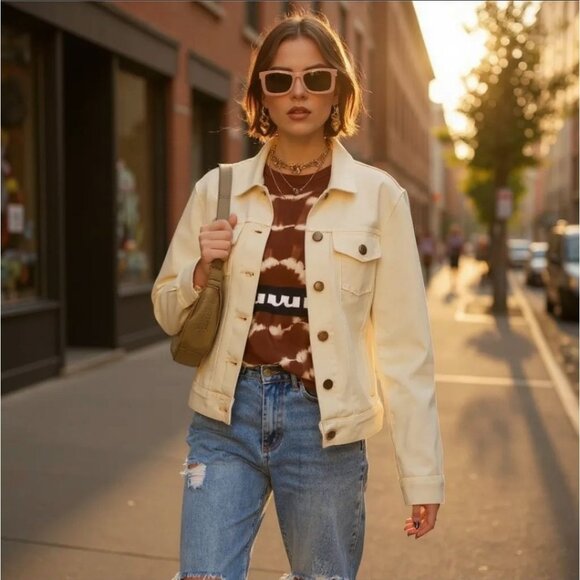 Off‑White Denim Jacket by Articles of Society – Timeless Layer Edition NWT M - Picture 1 of 3